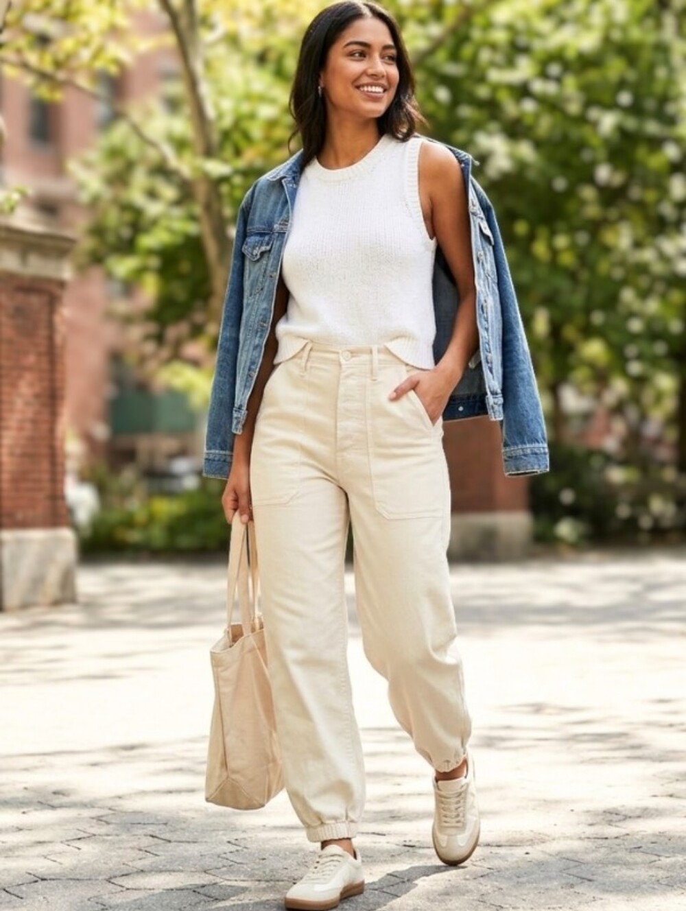MOTHER The Wrapper Patch Springy Ankle Fog/Cream Utility Pants Streetweat Sz 33